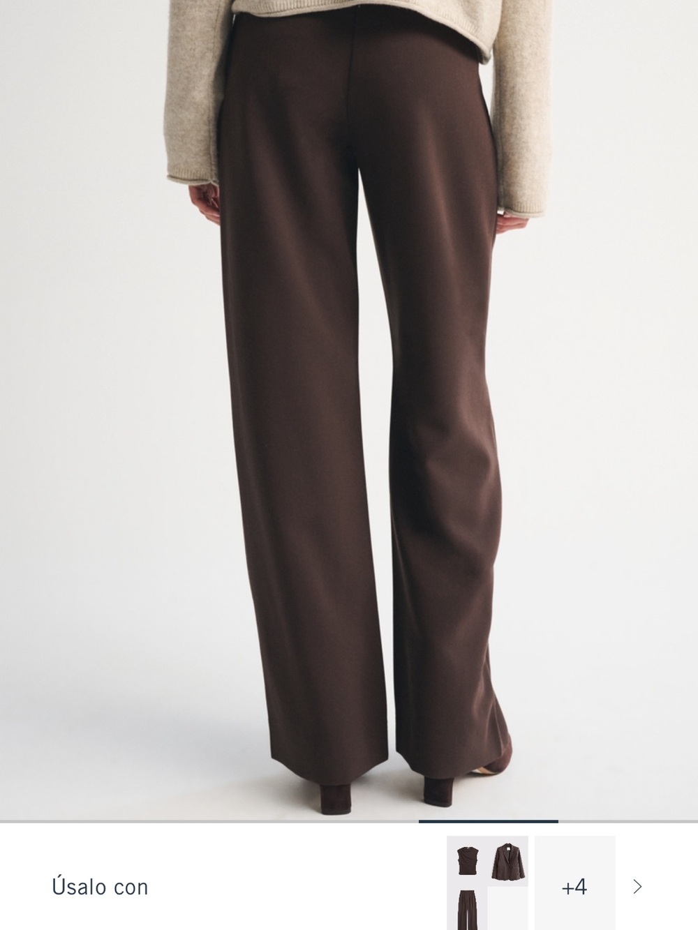 Abercrombie and Fitch Sloan Wide-Leg High-Waist Chocolate Brown Trousers - Picture 4 of 7